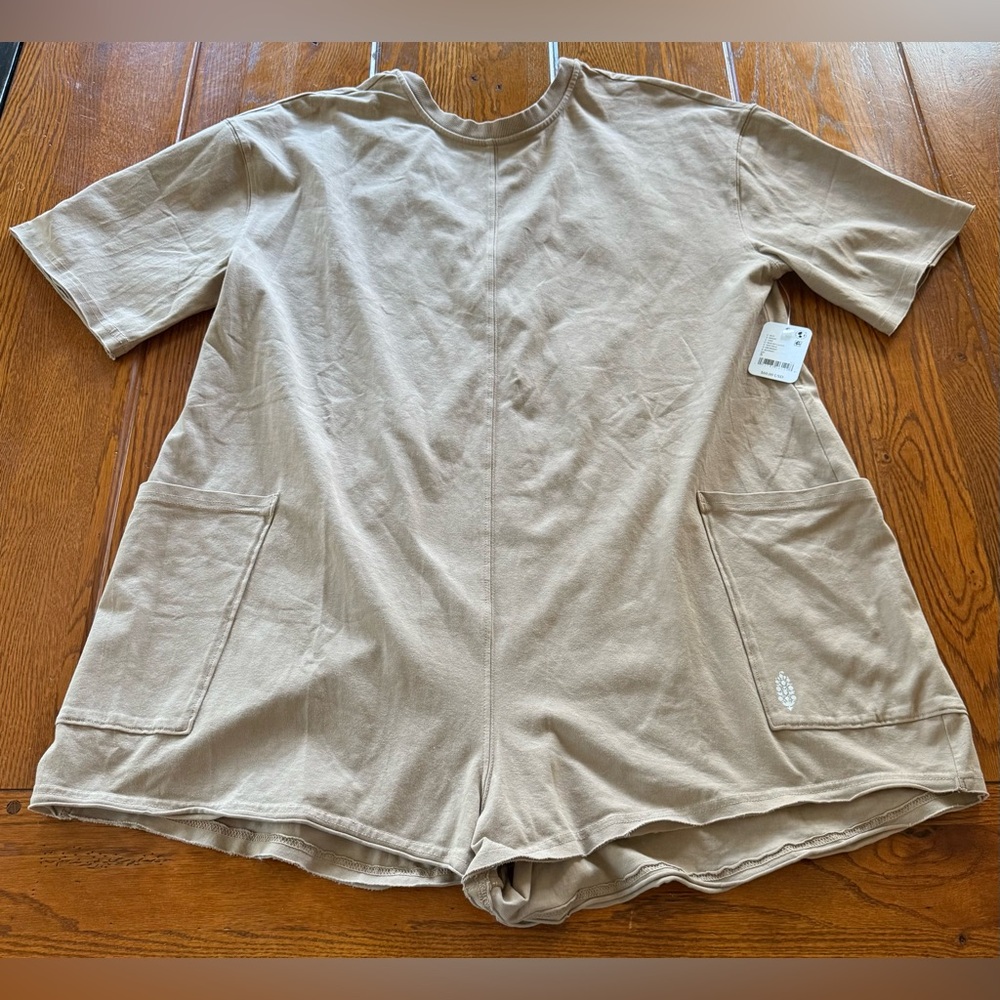 NWT Free People FP Movement Hot Shot Tee Romper Mocha Latte